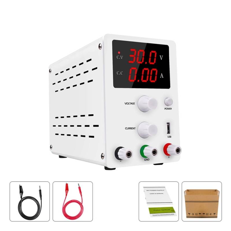 Stromversorgung, Schalt DC Labornetzteil Einstellbar 30V 10A Feinregulierung 0.001A 0.01V Geregelte Netzteile Stromstabilisator USB(R-SPS3010 White 1) von SHEHUALI