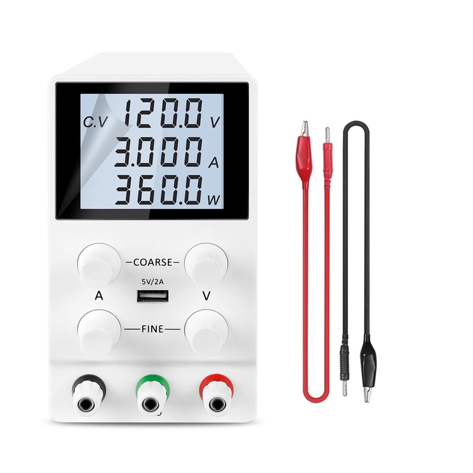 Stromversorgung, Schalt DC Labornetzteil Einstellbar 30V 10A Feinregulierung 0.001A 0.01V Geregelte Netzteile Stromstabilisator USB(SPS1203D White1) von SHEHUALI