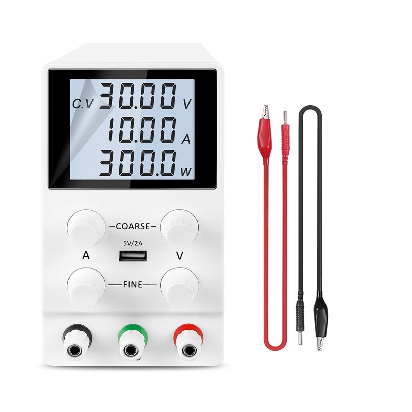 Stromversorgung, Schalt DC Labornetzteil Einstellbar 30V 10A Feinregulierung 0.001A 0.01V Geregelte Netzteile Stromstabilisator USB(SPS3010D White1) von SHEHUALI