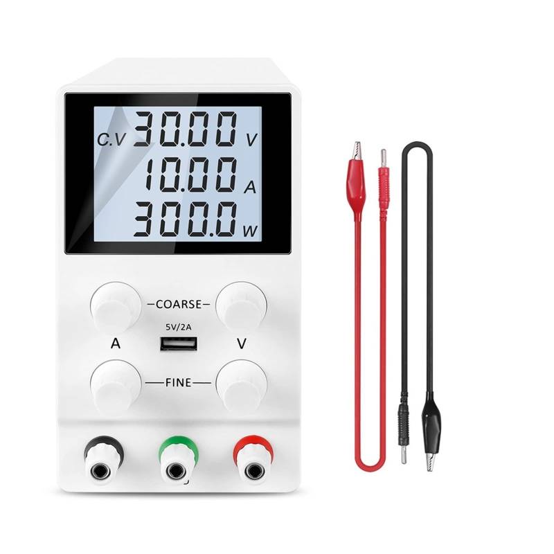 Stromversorgung, Schalt DC Labornetzteil Einstellbar 30V 10A Feinregulierung 0.001A 0.01V Geregelte Netzteile Stromstabilisator USB(SPS3010D White1) von SHEHUALI