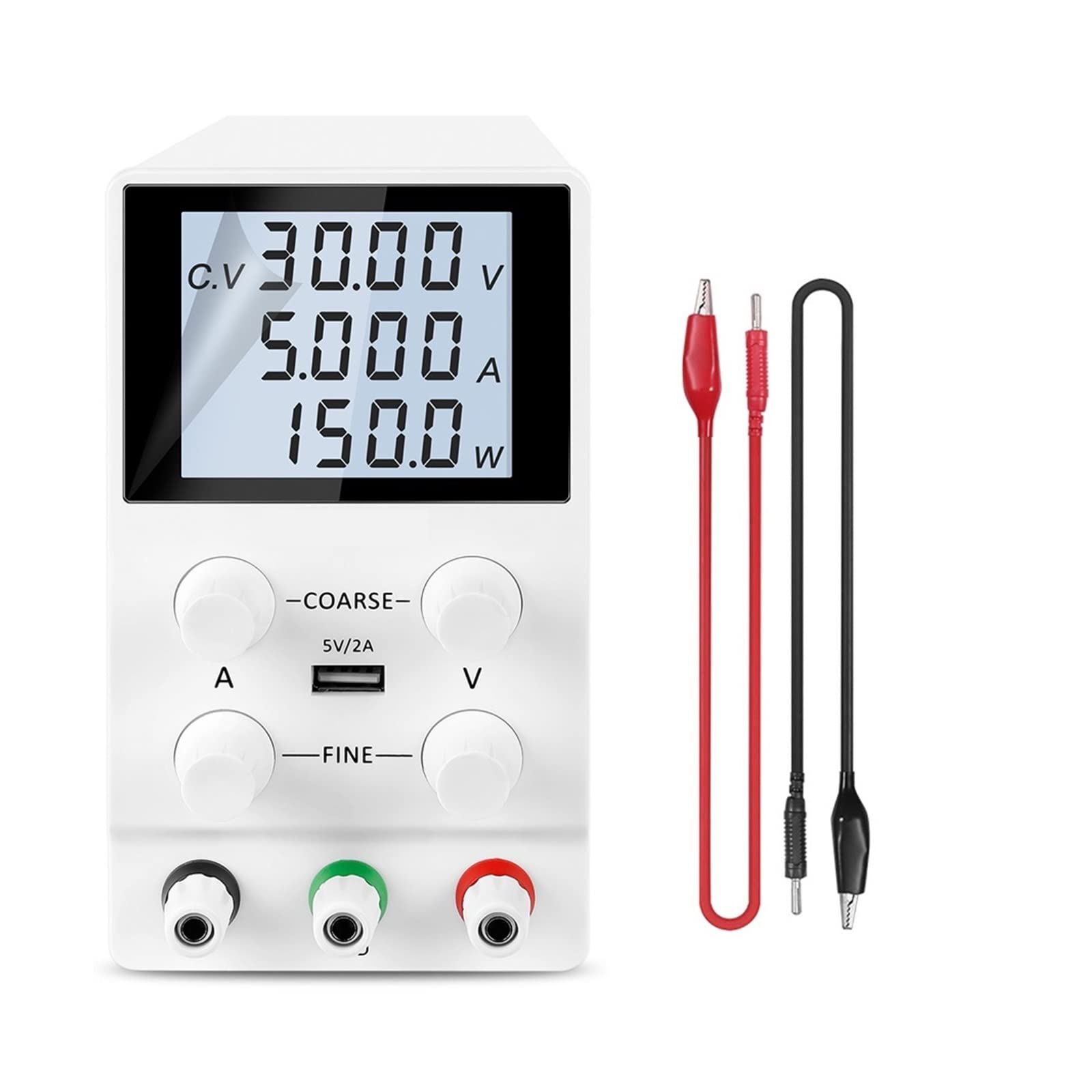 Stromversorgung, Schalt DC Labornetzteil Einstellbar 30V 10A Feinregulierung 0.001A 0.01V Geregelte Netzteile Stromstabilisator USB(SPS305D White1) von SHEHUALI