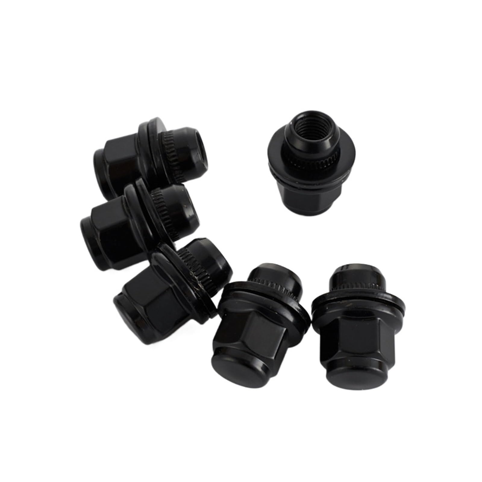 SHENGG 12 mm x 1,5 Radmuttern for 1,46 Zoll, 37 mm Länge, 21 mm Sechskant-Radmutter, silberfarben/schwarz(Black 10 pcs) von SHENGG