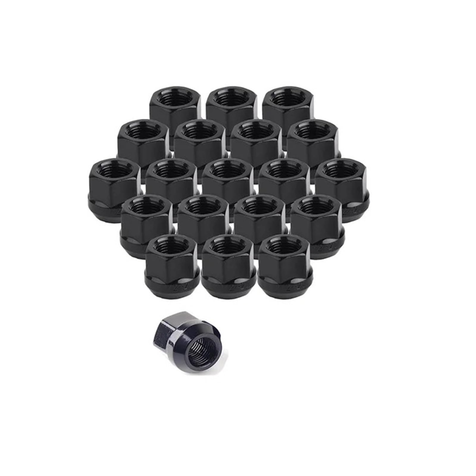 SHENGG 20 Stück Radmuttern mit offenem Ende, schwarz, 3/4 Zoll (19 mm), Sechskant, 0,84 Zoll (21 mm), Höhe, 60 Grad, Radmuttern, schwarz(M14x1.5) von SHENGG