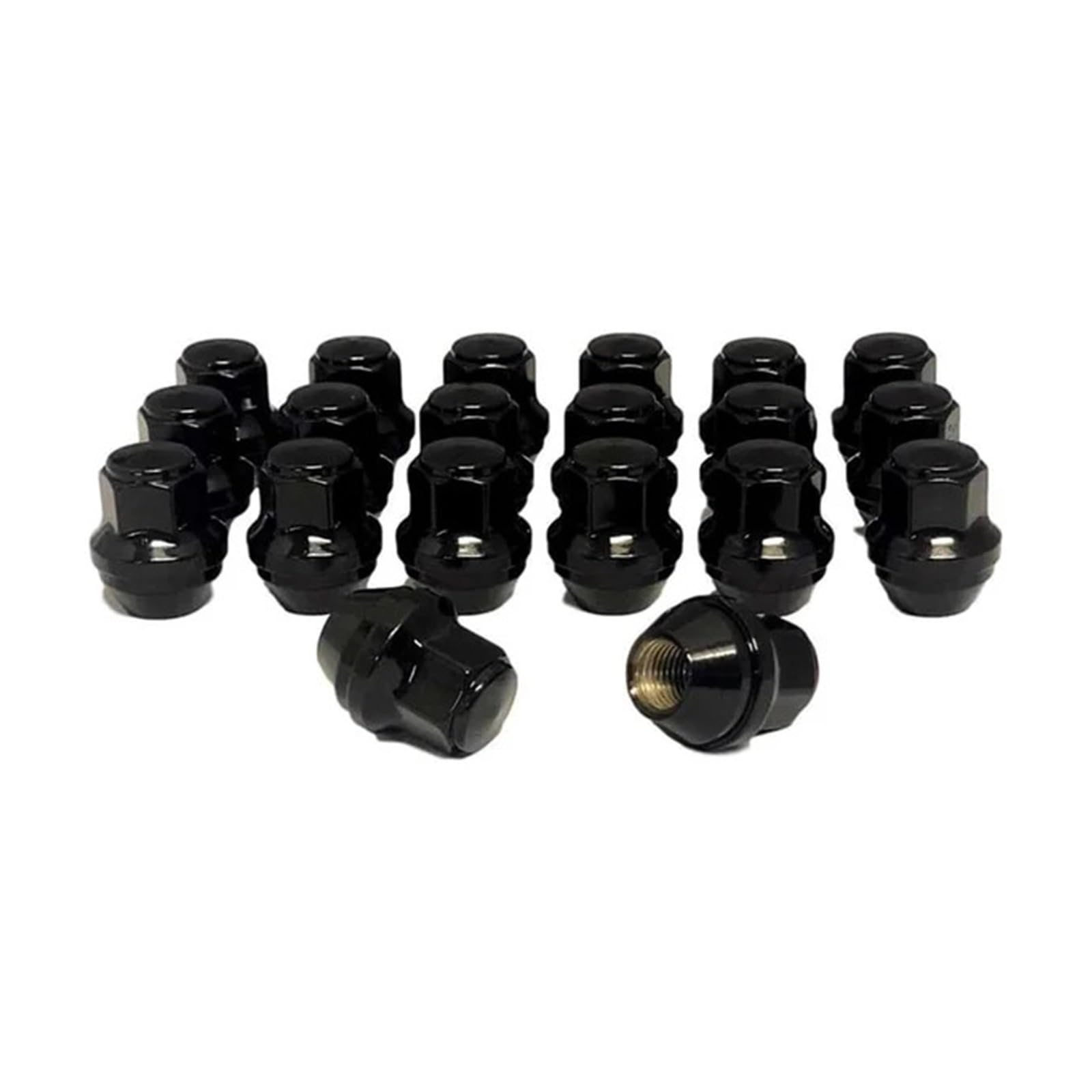 SHENGG 20 Stück schwarze Radmuttern, passend for M14 x 1,5 Radmuttern, verchromt, 21 mm Sechskant von SHENGG