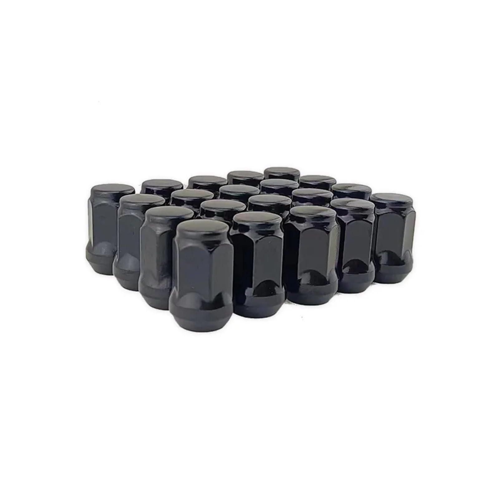 SHENGG 20 Stück schwarze Radmuttern mit geschlossenem Ende, Ausbuchtung, Radmuttern M12 x 1,25, M12 x 1,5, M14 x 1,5, 1/2–20 Zoll, Sechskant 19 mm, Höhe 35 mm(1-2-20) von SHENGG