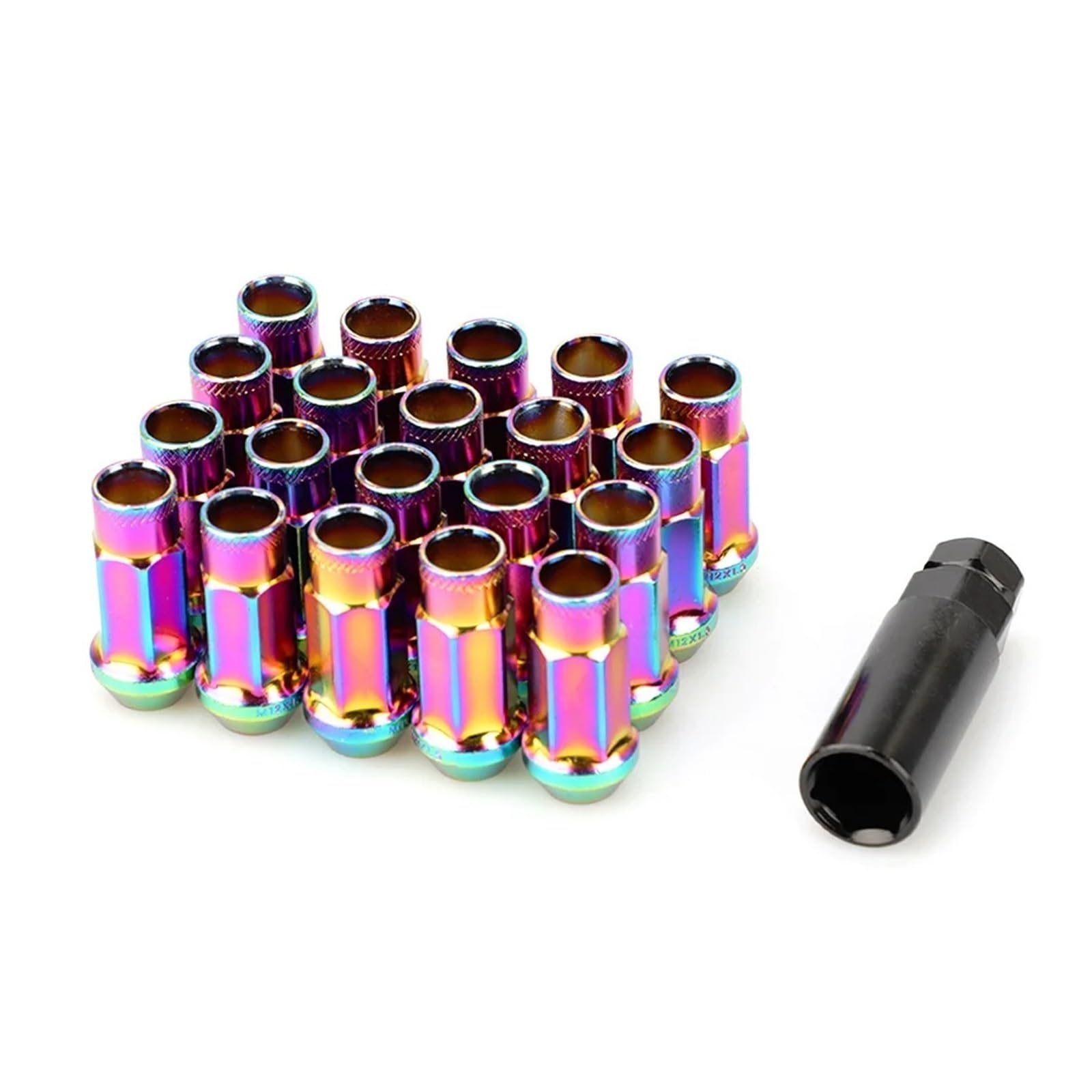 SHENGG 20PCS Eisen Bunte Auto Modifikation Radmuttern Radmuttern Schrauben M12x1,5(Neo Chrome) von SHENGG