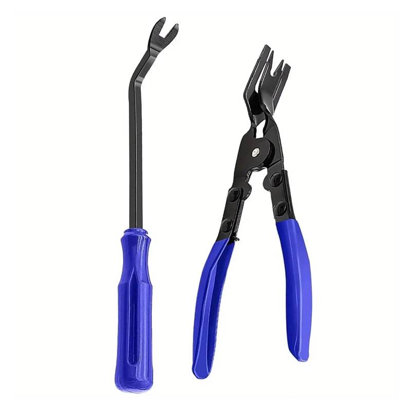 SHENGG 2PC Befestigung Kiefer Schraubendreher-satz Auto Tür Nagel Puller Clip Clamp Innen Entfernung Werkzeug Änderung Installation Werkzeuge Boards(2PC Blue) von SHENGG