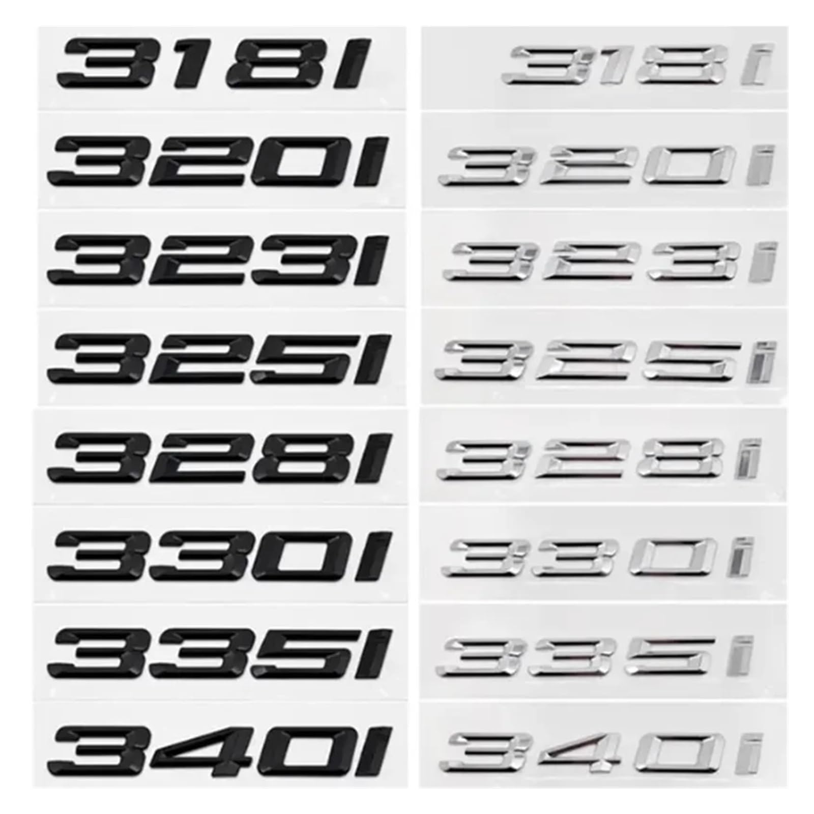 SHENGG 316i 318i 320i 325i 330i 335i Kofferraum-Kofferraum-Emblem Buchstabenabzeichen Auto-Logo for 3er F30 F31 F34 E90 E46 Chrom Silber Schwarz(Gloss Black,320i) von SHENGG