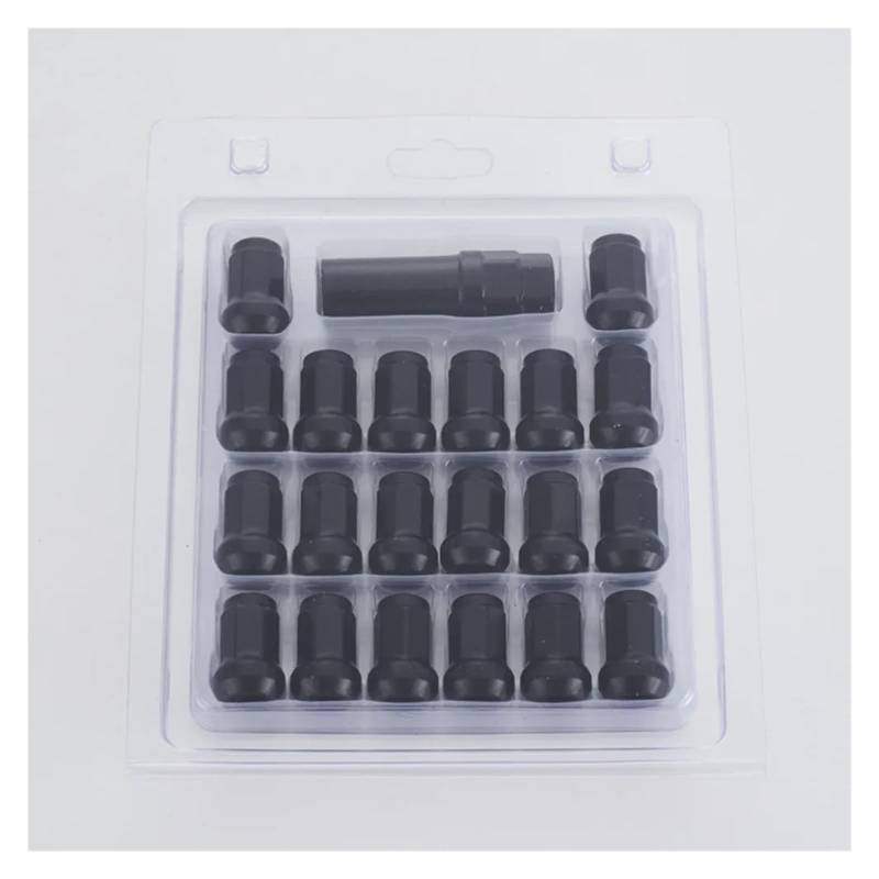 SHENGG 32 mm Gesamtlänge Radmuttern M12 x 1,25, M12 x 1,5 Radmuttern mit 1 Steckschlüssel mit 3/4 Zoll (19 mm) und 13/16 Zoll (21 mm) Sechskant(Black,M12x1.25) von SHENGG