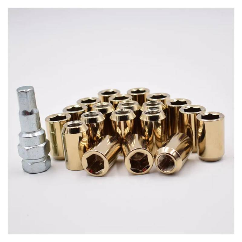 SHENGG 32mm M12x1.5/1,25 Racing Auto Rad Lug Felgen Muttern Auto Zubehör(Gold 20pcs,M12x1.25) von SHENGG