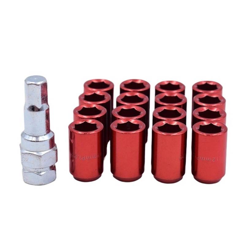 SHENGG 32mm M12x1.5/1,25 Racing Auto Rad Lug Felgen Muttern Auto Zubehör(Red 16pcs,M12x1.5) von SHENGG