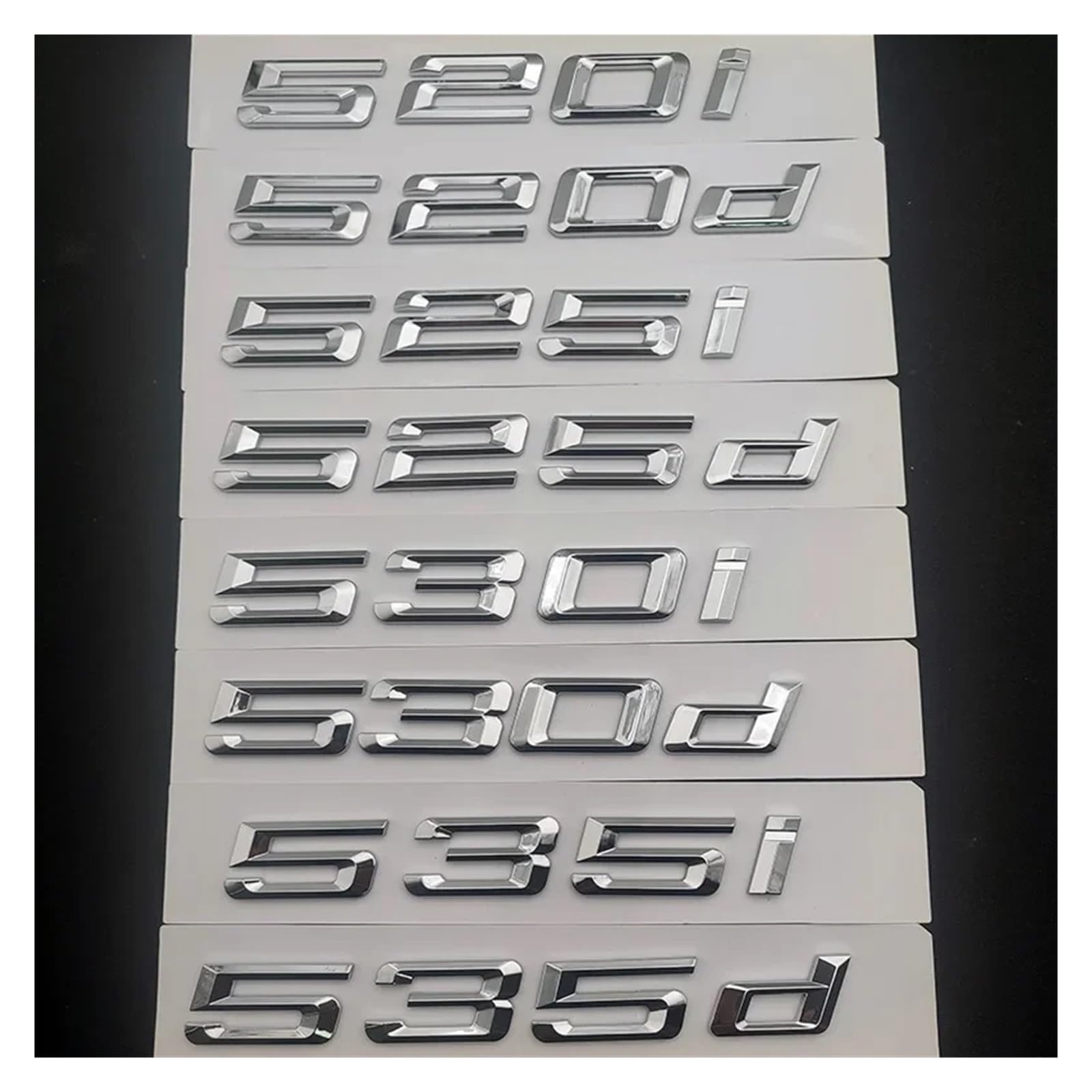 SHENGG 3D ABS Auto Buchstaben Stamm Emblem Abzeichen Logo Aufkleber for E60 530d 530i 520d F10 520i E39 535d 535i 540i 525d F11 Zubehör(Chrome Silver,545i) von SHENGG