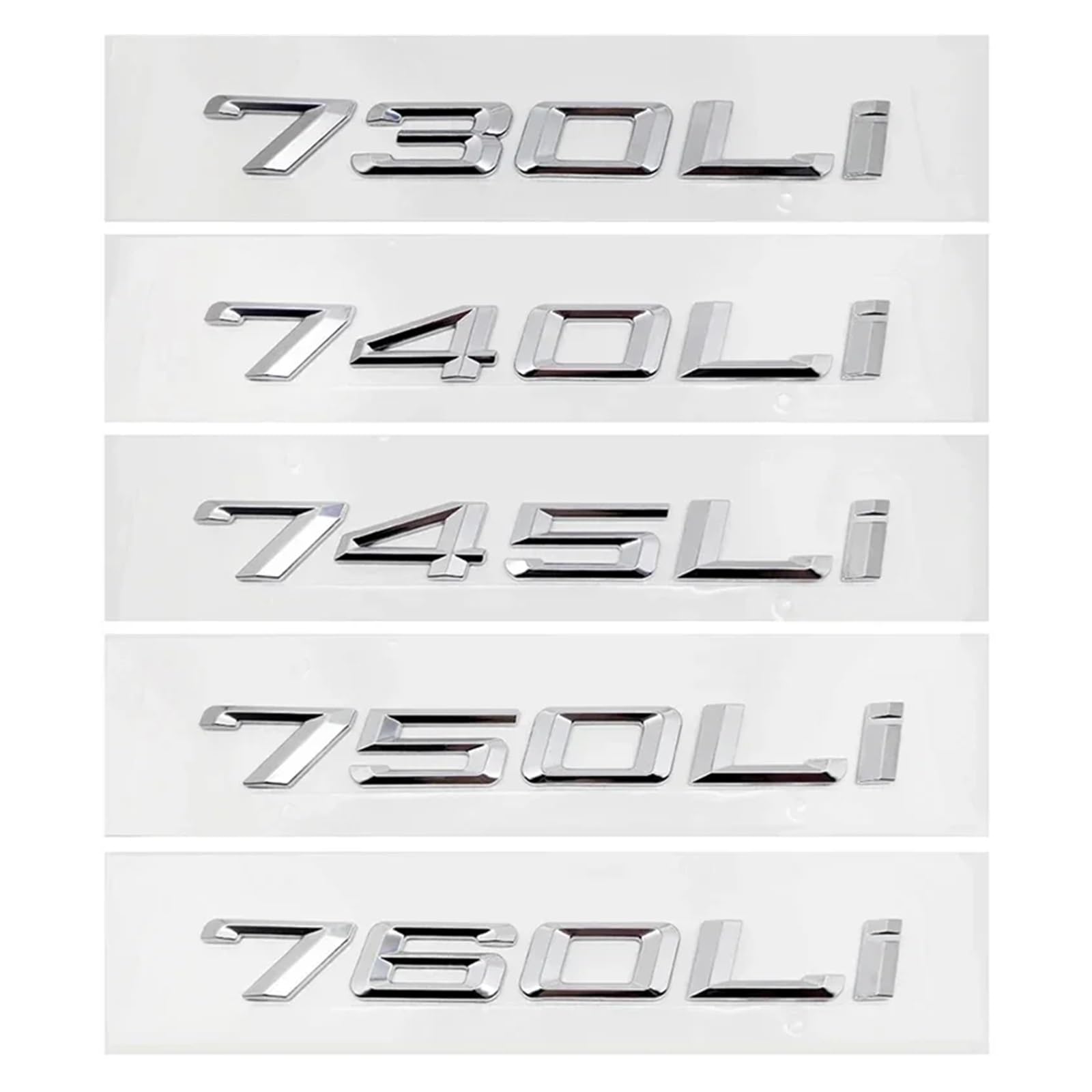 SHENGG 3D ABS Auto Stamm Buchstaben Logo Aufkleber Abzeichen Emblem Aufkleber for 7 Serie 730Li 740Li 745Li 750Li 760Li G11 g12 E38 E65 E66 F01(Gloss Silver,730Li) von SHENGG