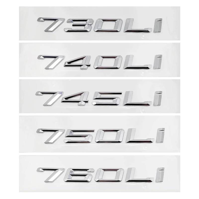 SHENGG 3D ABS Auto Stamm Buchstaben Logo Aufkleber Abzeichen Emblem Aufkleber for 7 Serie 730Li 740Li 745Li 750Li 760Li G11 g12 E38 E65 E66 F01(Gloss Silver,730Li) von SHENGG