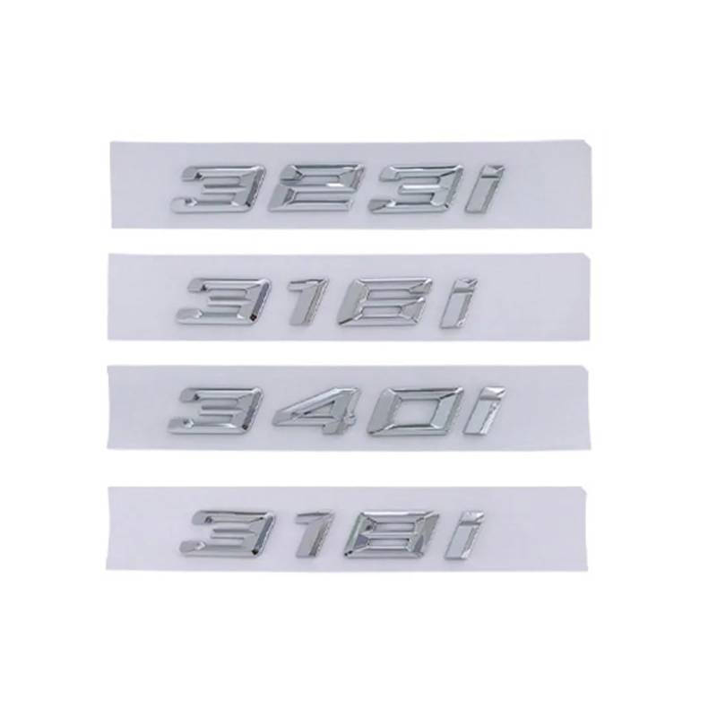 SHENGG 3D ABS Buchstaben Auto Hinten Stamm Abzeichen Emblem 316i 318i 320i 325i 328i 330i 335i 340i Logo for F30 f31 G20 G21 G28 Zubehör(Chrome Silver,316 d) von SHENGG