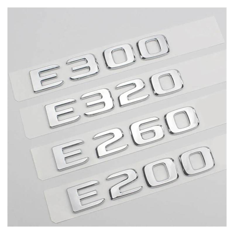 SHENGG 3D ABS Chrom Auto Hinten Stamm Abzeichen Aufkleber Aufkleber Emblem E200 E260 E300 E320 Logo for E 200 260 300 320 W212 W213 W211(Chrome Silver,E 220 d) von SHENGG