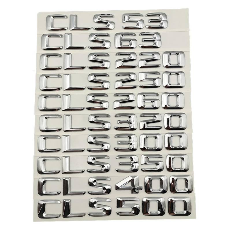 SHENGG 3D ABS Chrom Buchstaben Kofferraum Abzeichen CLS 53 63 300 320 350 400 450 500 Emblem Logo for W218 w219 C218 C257 Zubehör(Chrome,CLS350) von SHENGG