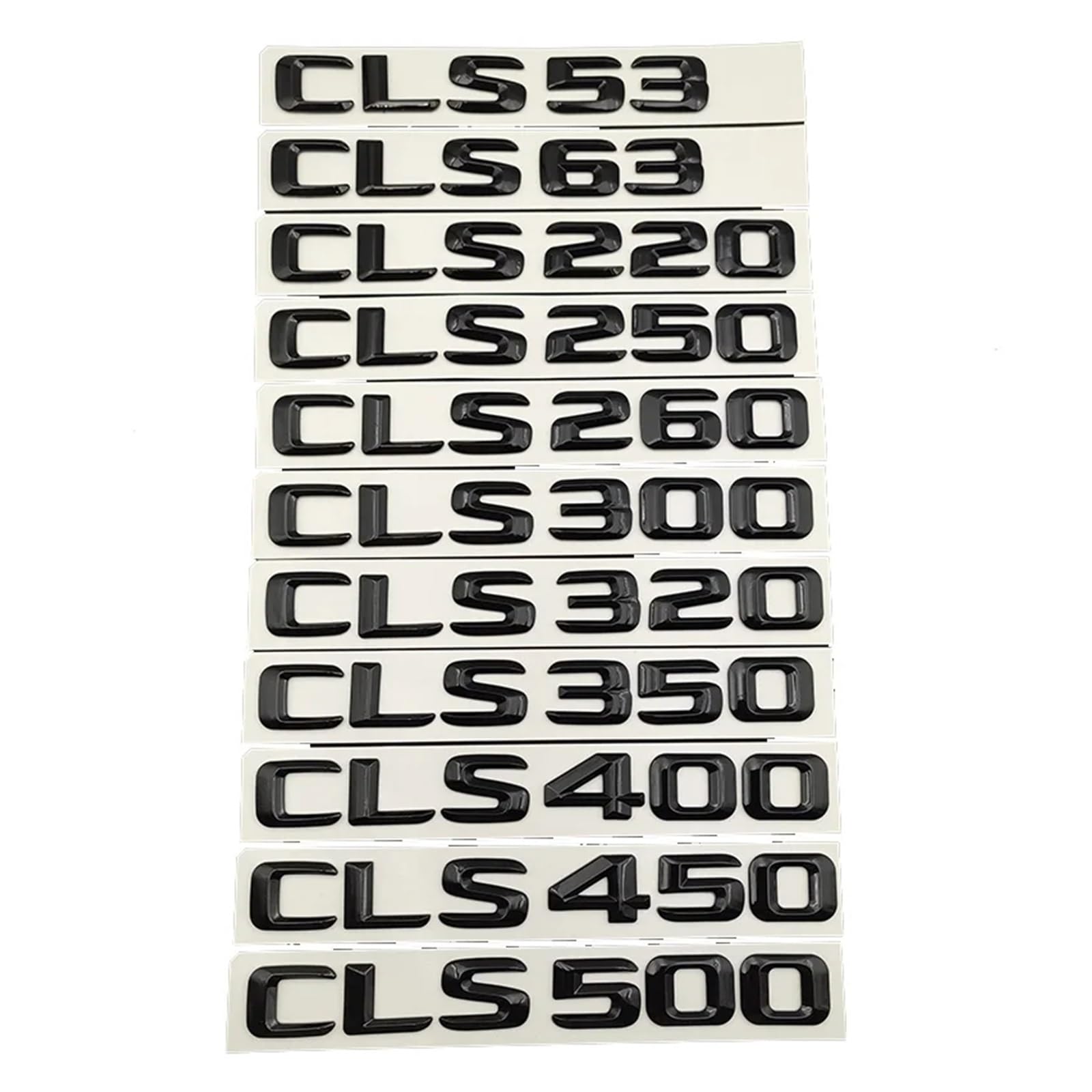 SHENGG 3D ABS Chrom Buchstaben Kofferraum Abzeichen CLS 53 63 300 320 350 400 450 500 Emblem Logo for W218 w219 C218 C257 Zubehör(Glossy Black,CLS260) von SHENGG