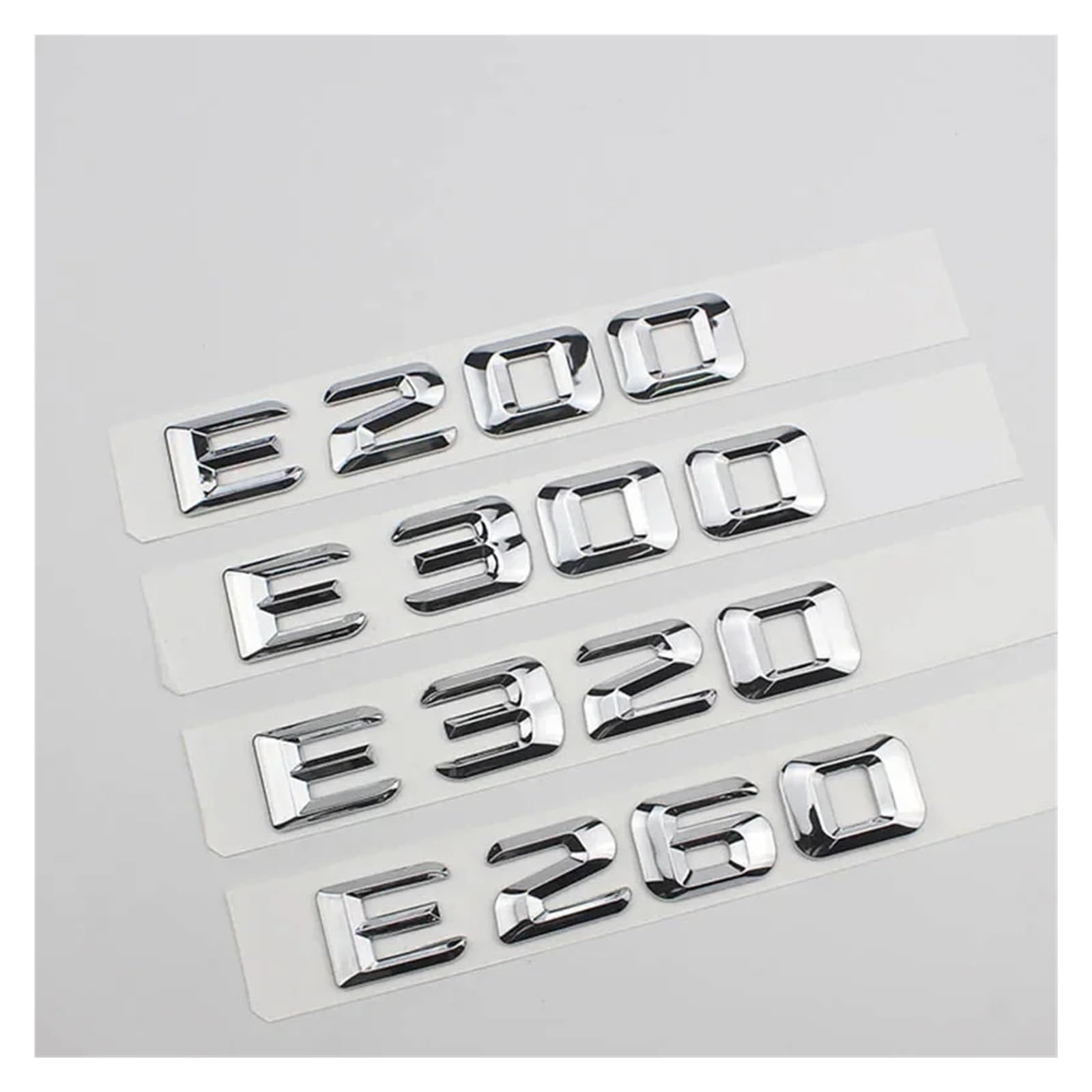 SHENGG 3D ABS Chrom Silber Buchstaben for Auto Aufkleber E 200 E220 E260 E270 E300 E320 W212 W213 Stamm Emblem Logo Abzeichen Zubehör(Chrome 14-16,E220d) von SHENGG