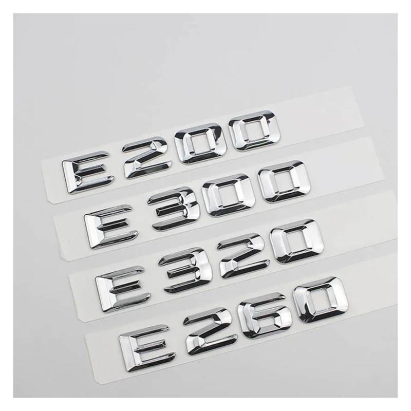 SHENGG 3D ABS Chrom Silber Buchstaben for Auto Aufkleber E 200 E220 E260 E270 E300 E320 W212 W213 Stamm Emblem Logo Abzeichen Zubehör(Chrome 14-16,E260) von SHENGG