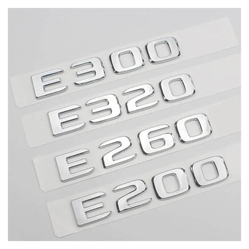 SHENGG 3D ABS Chrom Silber Buchstaben for Auto Aufkleber E 200 E220 E260 E270 E300 E320 W212 W213 Stamm Emblem Logo Abzeichen Zubehör(Chrome 17-22,E220d) von SHENGG