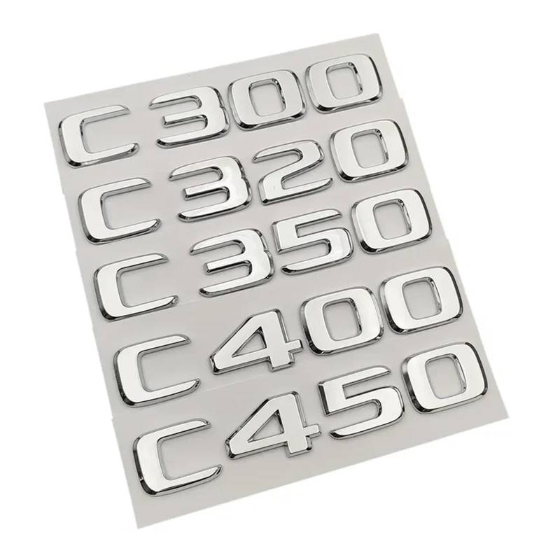 SHENGG 3D ABS Logo C200 C220 C180 C300 C350 C400 Emblem Buchstaben Kofferraum Abzeichen Aufkleber for C KLASSE W204 w205 Zubehör(C180) von SHENGG