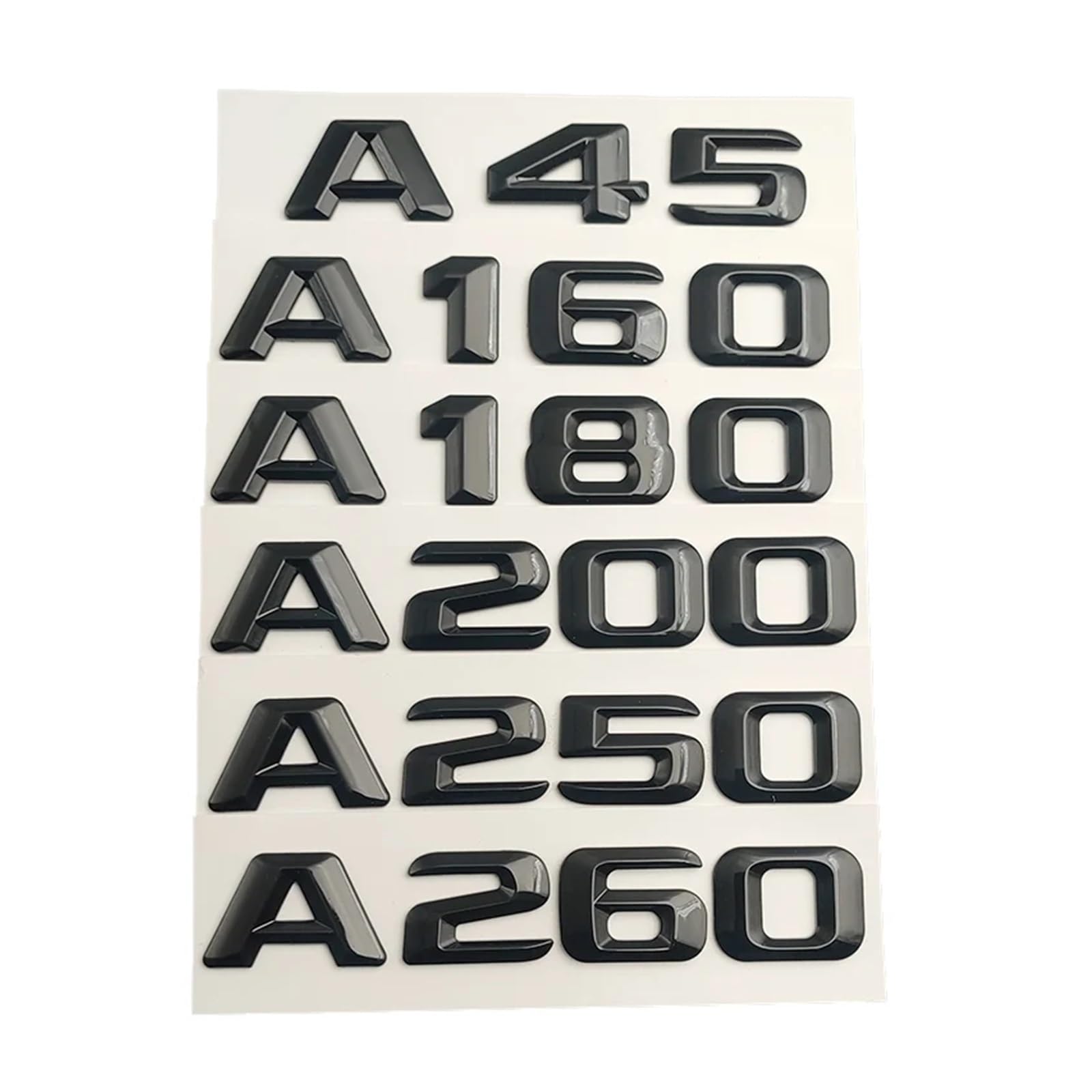 SHENGG 3D ABS Schwarz Auto Buchstaben for A45 A160 A180 A200 A250 A260 W176 W177 Emblem Abzeichen Logo Aufkleber Stamm Zubehör(Glossy Black,A200) von SHENGG