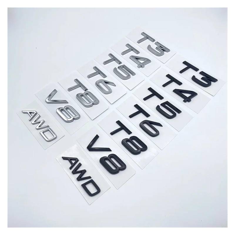 SHENGG 3D AWD T3 T5 T6 T8 Logo Emblem Abzeichen Aufkleber Auto Aufkleber for C30 V40 V60 S40 S60 XC60 XC90 XC40 S80 S90 S80L S60L Auto Styling(Glossy Black,S60L) von SHENGG