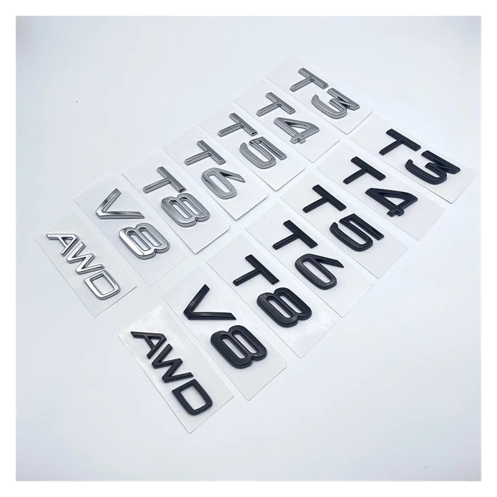 SHENGG 3D AWD T3 T5 T6 T8 Logo Emblem Abzeichen Aufkleber Auto Aufkleber for C30 V40 V60 S40 S60 XC60 XC90 XC40 S80 S90 S80L S60L Auto Styling(Silver,B4) von SHENGG