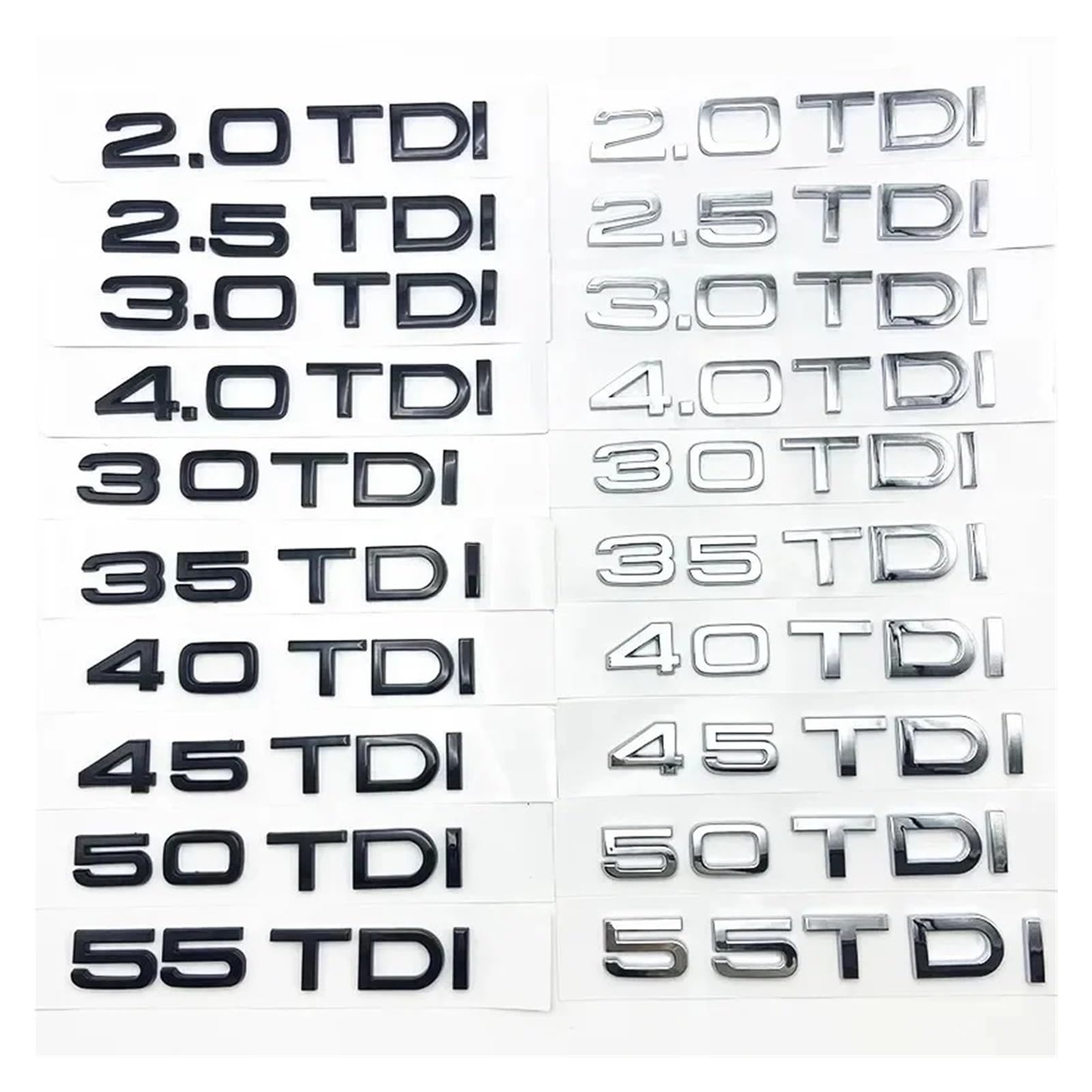 SHENGG 3D Abs Auto Hinten Stamm Aufkleber 2,0 2,5 2,7 3,0 4,0 Tdi 30 35 40 45 50 55 Tdi Emblem for A1 A3 A4 A5 A6 A7 A8 Q2 Q3 Q5 Q7 Tt(Gloss Silver,2.5 TDI) von SHENGG