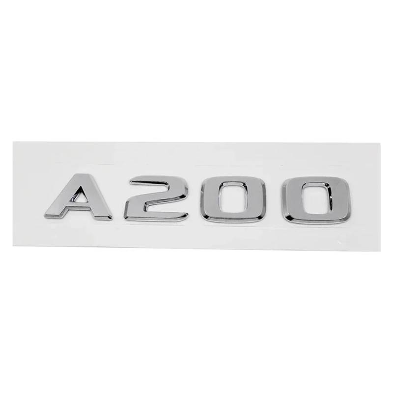 SHENGG 3D Buchstaben Auto Hinten Stamm Aufkleber Emblem ABS Schwanz Nummer Abzeichen Aufkleber for A63 A200 A220 A250 A260 A Klasse w177 W176(A200-Silver) von SHENGG