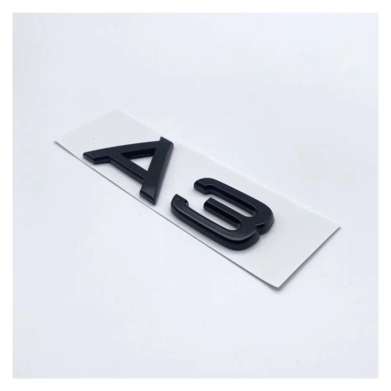 SHENGG 3D Buchstaben Zahlen Emblem for A3 A4 A5 A6 A7 A8 Q2 Q3 Q5 Q7 Kofferraumdeckel Typenschild Abzeichen Logo Aufkleber Chrom glänzend schwarz(Glossy Black A3) von SHENGG