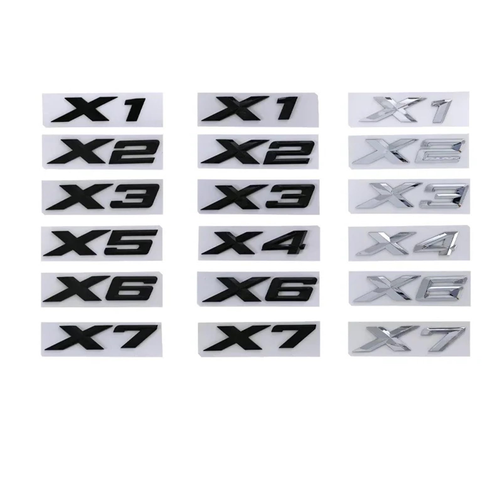 SHENGG 3D Chrom Schwarz Auto Kofferraum Buchstaben Aufkleber for X1 X2 X3 X4 X5 X6 X7 Logo Emblem Abzeichen Schriftzug Aufkleber Auto Zubehör(Chrome,X1 2016-2023) von SHENGG