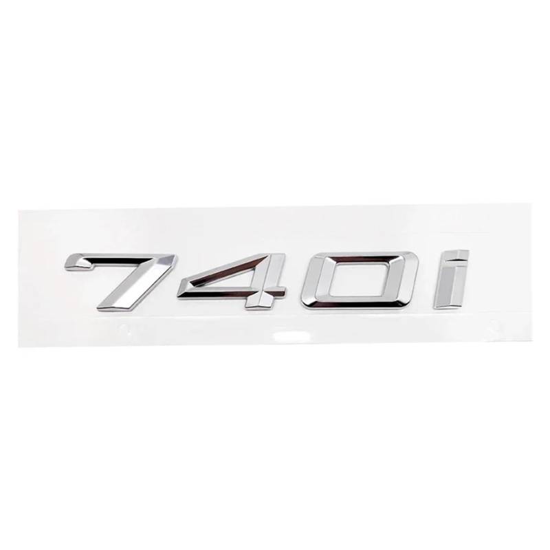 SHENGG ABS Auto Hinten Stamm Buchstaben Logo Abzeichen Emblem Aufkleber for 7 Serie 730i 740i 745i 750i 760i E38 E65 E66 f01 F02 G11 G12(Silver 740i) von SHENGG