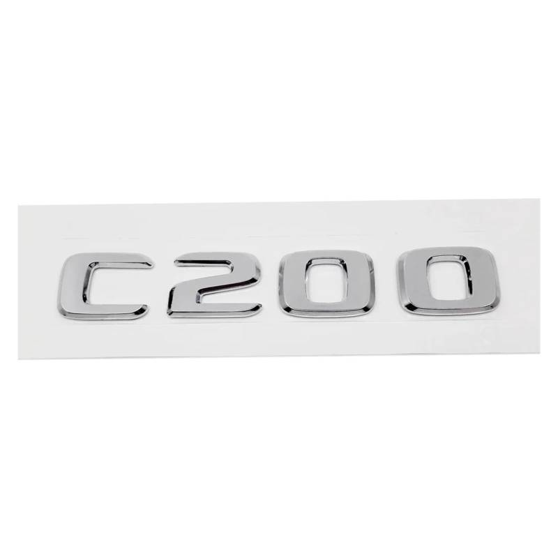 SHENGG ABS-Kunststoff C200 C200L C230 C250 Kofferraum-hinteres Logo-Abzeichen-Emblem-Aufkleber for C-Klasse W201 W202 W203 W204 W205(C200) von SHENGG