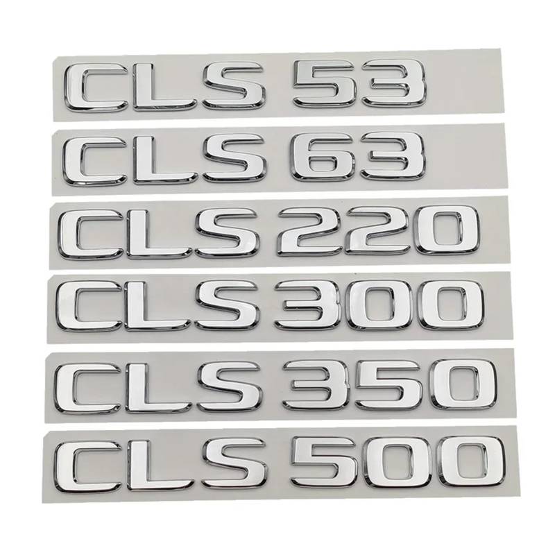 SHENGG ABS Schwarz Buchstaben Kofferraum Abzeichen CLS 53 63 220 250 260 300 320 350 400 450 500 Emblem Logo for W218 W219 Zubehör(Chrome,CLS500) von SHENGG