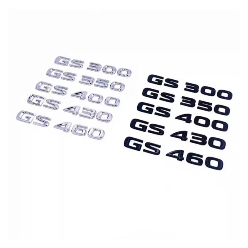 SHENGG Auto ABS Hinten Stamm Worte Buchstaben Logo Abzeichen Emblem Aufkleber Aufkleber for GS GS200t GS250 GS300 GS350 GS400 GS450h GS450 GS460(Gloss Black,GS300) von SHENGG