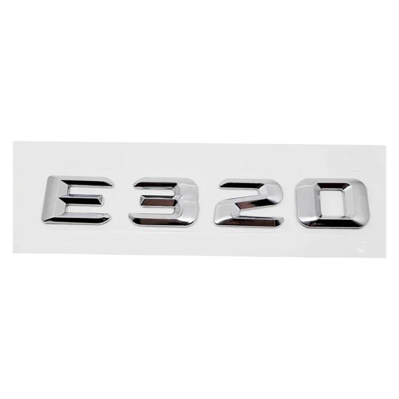 SHENGG Auto Hinten Stamm Nummer Brief Aufkleber Schwanz Box Emblem Abzeichen for E Klasse E300 E320 E350 E400 E420 E430 E500 e550(E320-Silver) von SHENGG