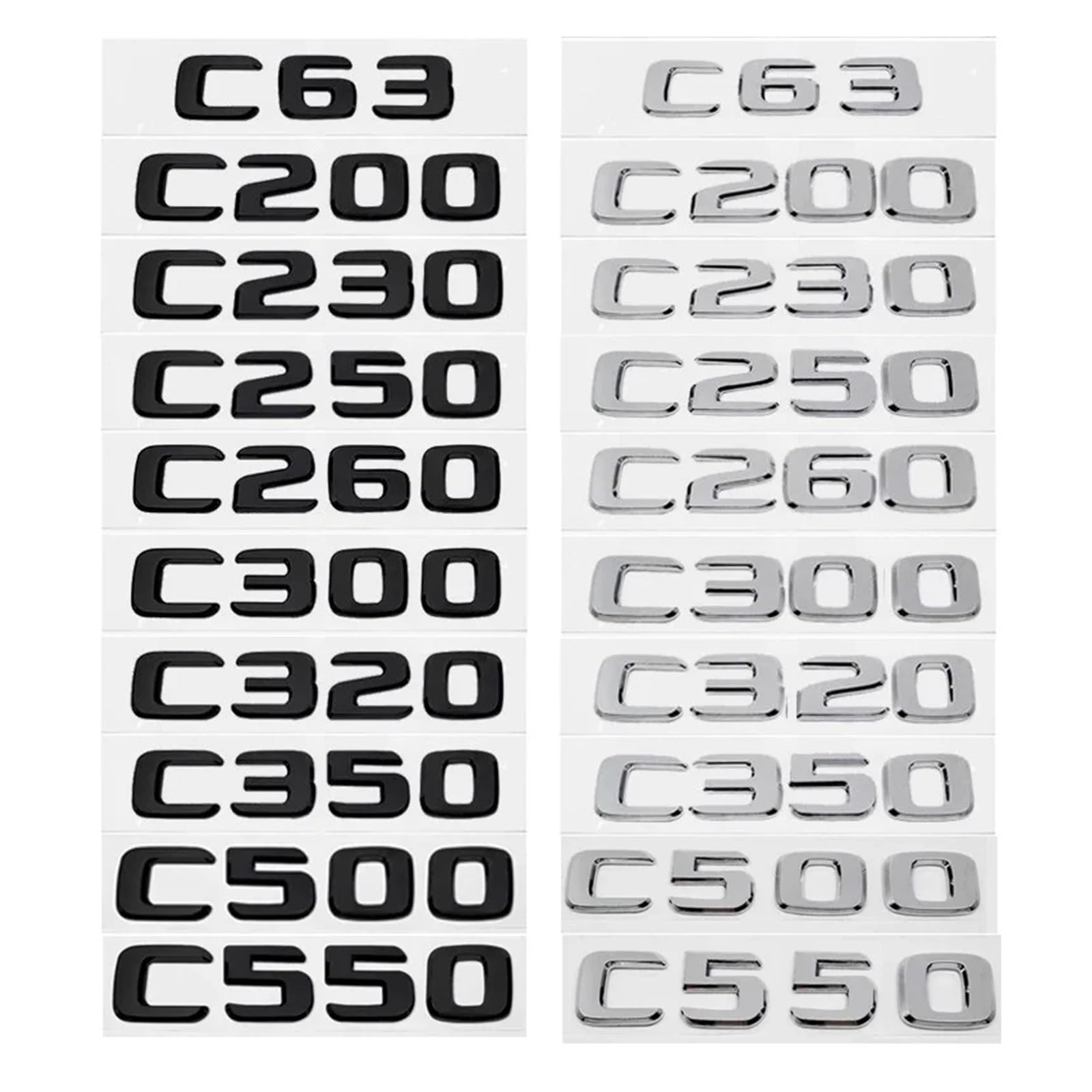 SHENGG Auto Stamm Buchstaben Logo Emblem Abzeichen Aufkleber Aufkleber for C Klasse C200 C220 C180 C300 C400 C250 C280 C320 W205 w204(Gloss Black,C280) von SHENGG