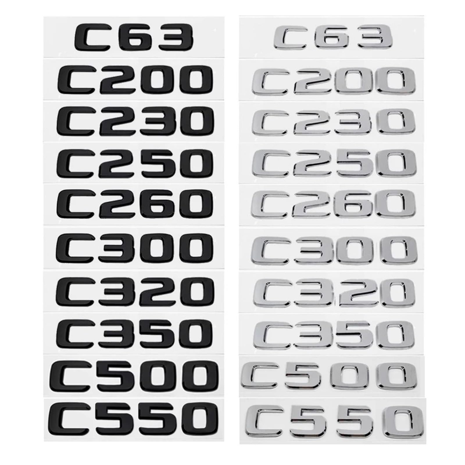 SHENGG Auto Stamm Buchstaben Logo Emblem Abzeichen Aufkleber Aufkleber for C Klasse C200 C220 C180 C300 C400 C250 C280 C320 W205 w204(Gloss Black,C63) von SHENGG