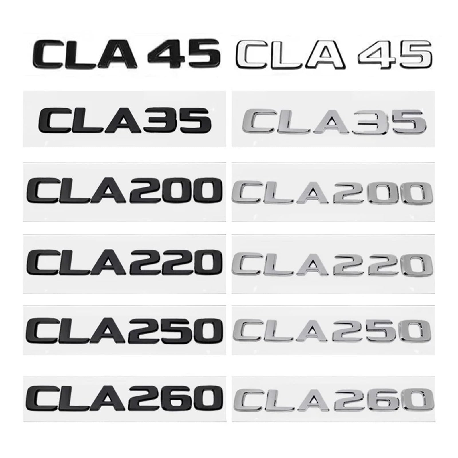 SHENGG Auto Stamm Buchstaben Logo Emblem Abzeichen Aufkleber Aufkleber for CLA Klasse CLA35 CLA45 CLA260 CLA200 CLA180 CLA250 CLA220(Chrome Silver,CLA 450) von SHENGG