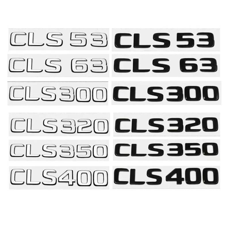 SHENGG Auto Stamm Buchstaben Logo Emblem Abzeichen Aufkleber Aufkleber for CLS Klasse 53 63 CLS260 CLS300 CLS400 CLS350 CLS320 C257(Chrome Silver,CLS 500) von SHENGG