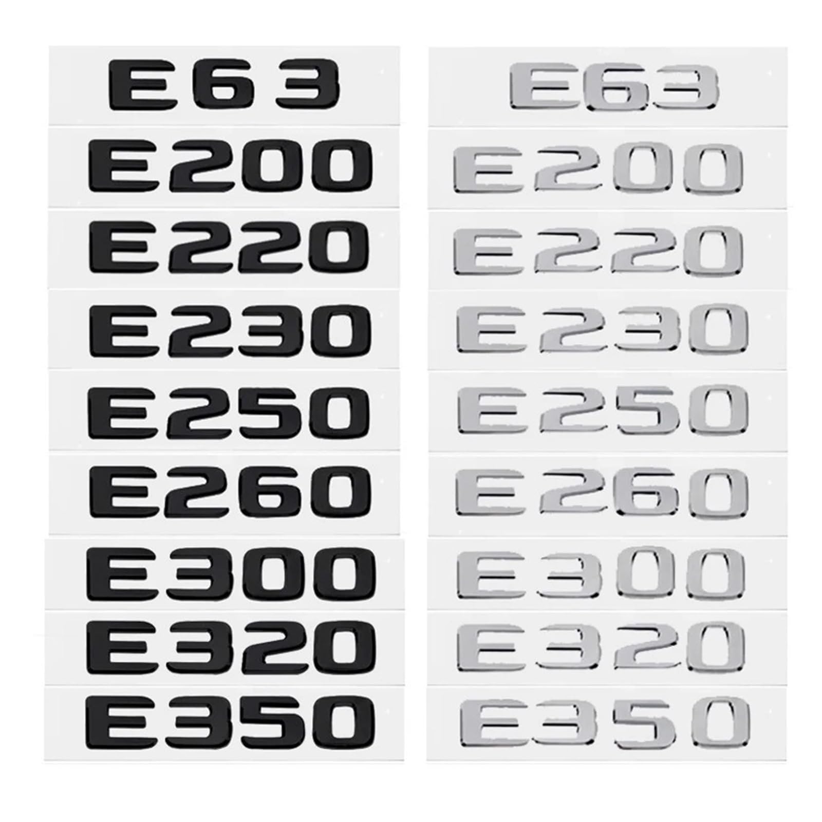 SHENGG Auto Stamm Buchstaben Logo Emblem Abzeichen Aufkleber Aufkleber for E Klasse E200 E220 E230 E250 E260 E300 E350 E400 W212 w213(Chrome Silver,E220) von SHENGG