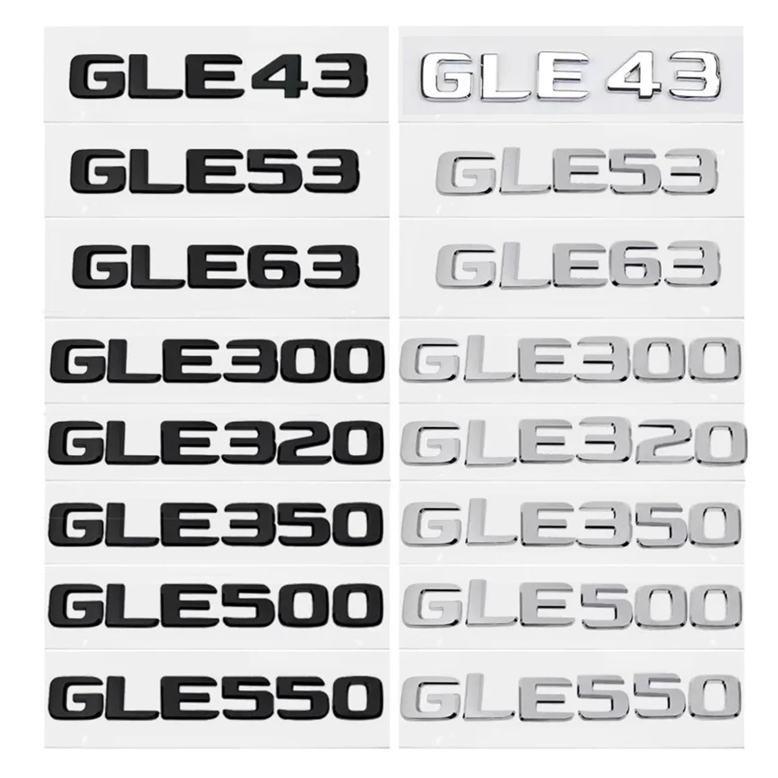 SHENGG Auto Stamm Buchstaben Logo Emblem Abzeichen Aufkleber Aufkleber for GLE Klasse GLE53 GLE350 GLE400 GLE450 W166 W167 GLE63(Chrome Silver,GLE 550) von SHENGG