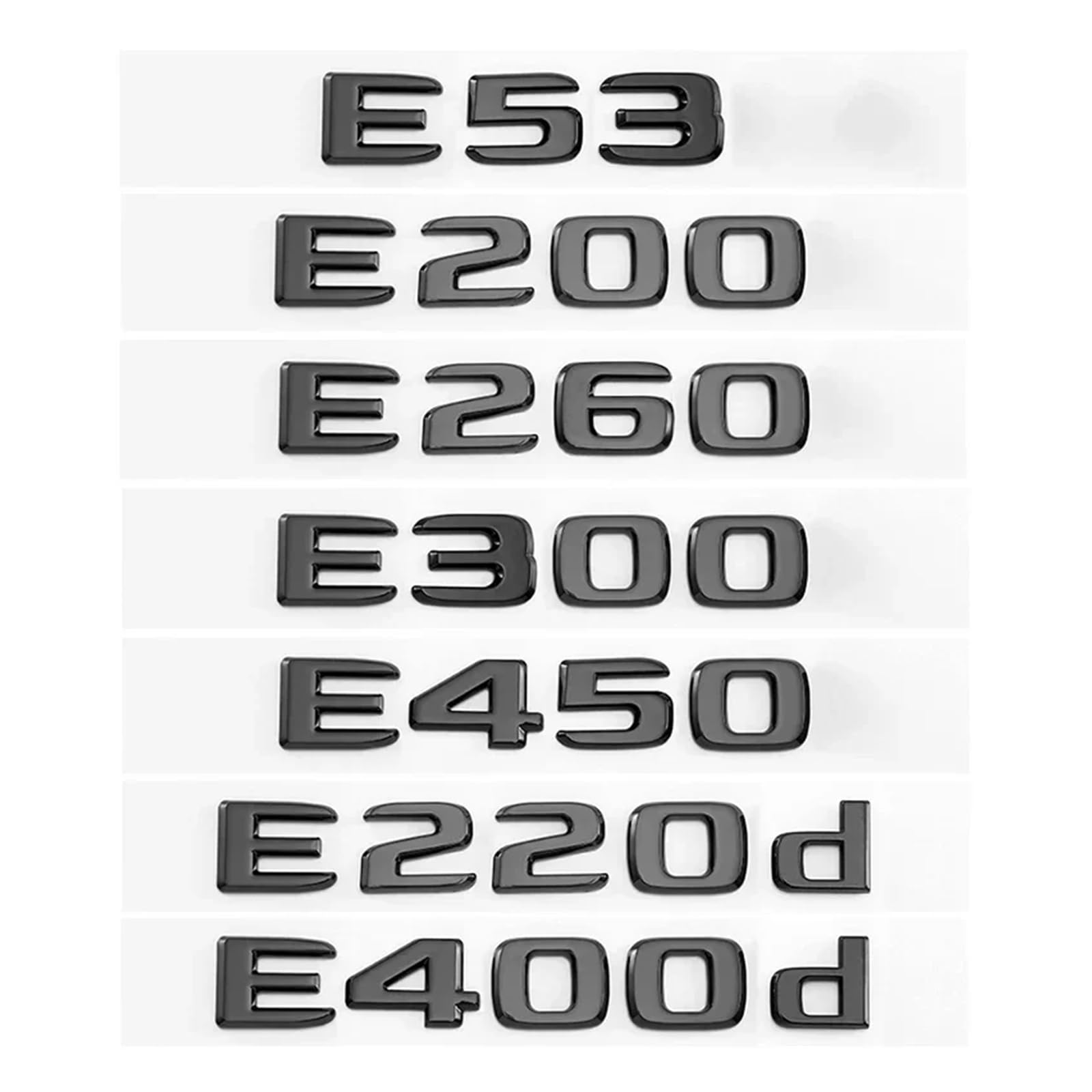 SHENGG Geeignet for E43 E260 Heckaufkleber-Logo E300d 220d E450d E63S4 Kofferraum-Logo ABS-plattiert, helles Silber, Schwarz(Bright Black,AMG) von SHENGG