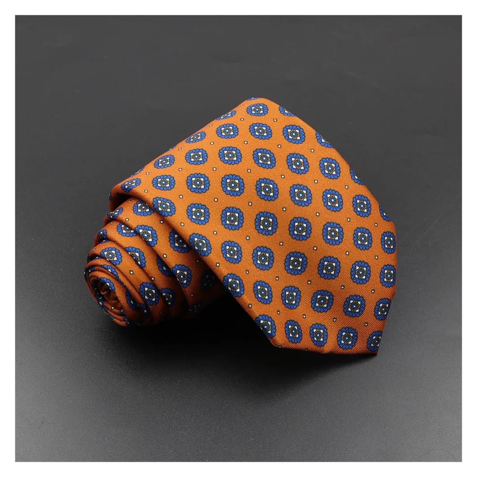 SHENGG Herrenmode Seidenkrawatte 7,5 cm Weiche Neuheit Krawatte Blau Grün Orange Farbe Krawatten for Männer Gepunktete Blumenfliege Hochzeit Geschäftsgeschenk(56) von SHENGG