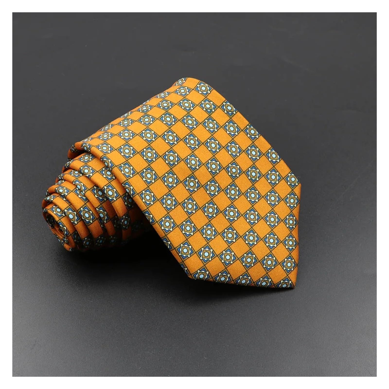 SHENGG Herrenmode Seidenkrawatte 7,5 cm Weiche Neuheit Krawatte Blau Grün Orange Farbe Krawatten for Männer Gepunktete Blumenfliege Hochzeit Geschäftsgeschenk(61) von SHENGG