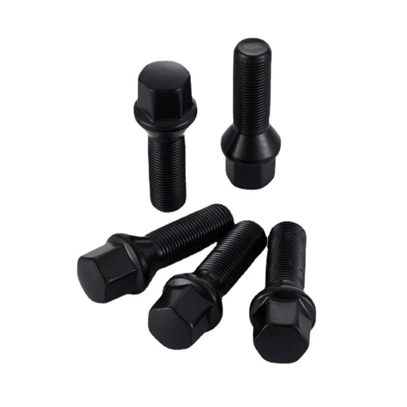 SHENGG M14x1,25/M14x1,5 schwarze Radschrauben, 17 mm Sechskant, 35 mm/40 mm/28 mm Schaftlänge, Kegelsitz-Radschrauben(35mm 4pcs,M14x1.25) von SHENGG