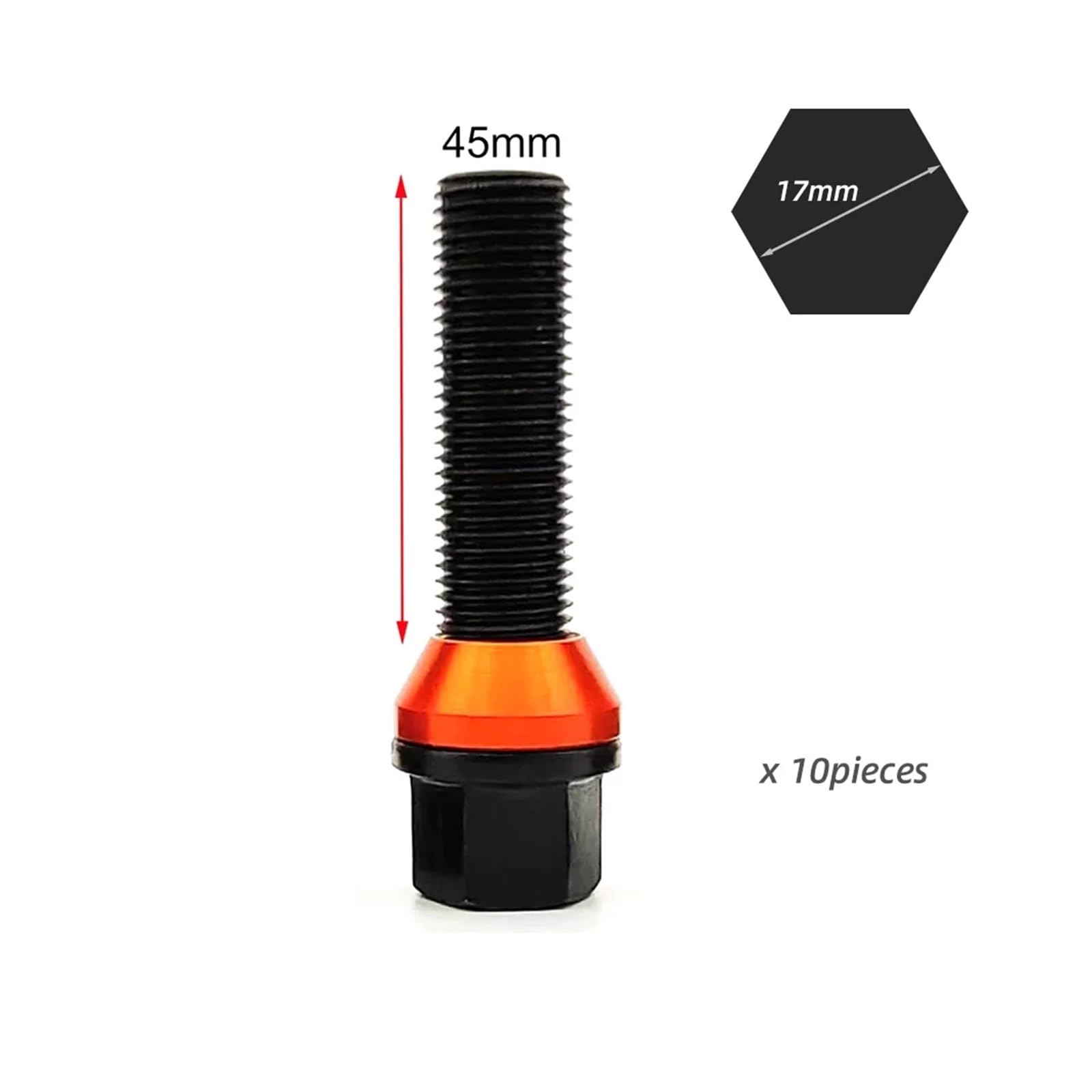 SHENGG M14x1,5/M14x1,25 10 teile/satz Auto Rad Lugs Bolzen Schraube for Muttern Bolzen Schrauben 12,9(Length 45mm,M14x1.5) von SHENGG