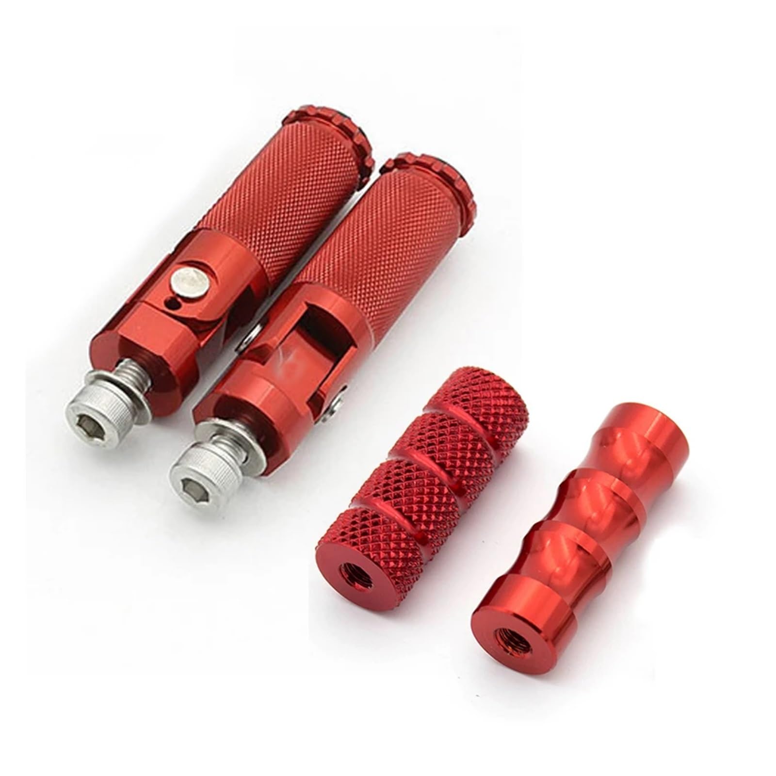 SHENGG Motorrad Klapp Fußstützen Fußrasten Fußrasten Pegs Pedale Set Motorrad Zubehör(Red Set) von SHENGG